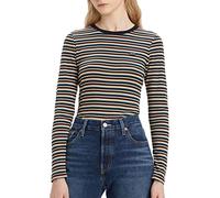 Levi's Women's Long-Sleeve Baby Tee T-Shirt, Reanna Stripe Caviar, XXS