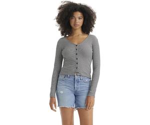Levi's Women's Long Sleeve Top Muse with V-Neck, Slim Fit, Black (Vanilla Stripe Cavia), L