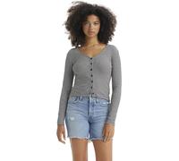 Levi's Women's Long Sleeve Top Muse with V-Neck, Slim Fit, Black (Vanilla Stripe Cavia), S