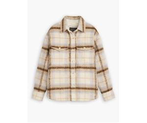 Levi's Womens Majorie Plaid Sunny Cream Lola Shacket - Beige - Size X-Small