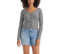 Levi's Women's Muse Long-Sleeve Tee Vanilla Stripe Caviar Cotton Black M
