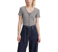 Levi's Women's Muse Tee Vanilla Stripe Caviar Black L