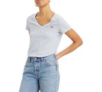 Levi's Women's Perfect V-Neck T-Shirt, Penny Stripe Kentucky Blue, Small