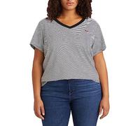 Levi's Women's Plus Size V-Neck Tee T-Shirt, Raita Stripe Caviar, 3XL
