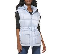 Levi's Women's Quilted Megan Hooded Puffer Jacket, Light Blue Vest, S