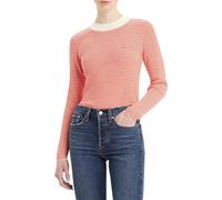 Levi's Women's Rib Crew Sweater Pullover, Vanilla Stripe Flame Scarlet, S