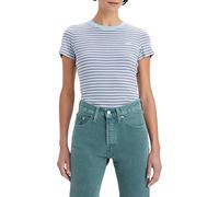 Levi's Women's Ss Rib Baby Tee T-Shirt, Meta Stripe Airy Blue, XS