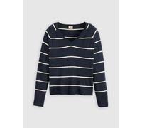 Levi's Womens Stephanie Stripe Navy Blazer Petal Neck Sweater - Blue - Size X-Small