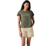 Levi's Women's T-Shirt Boxy with Logo, Crew Neck, Green (Satin Script Deep De), S