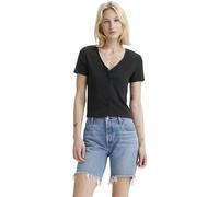 Levi's Women's T-Shirt Muse Tee with V-Neck, Ribbed, Black (Egret), XXS