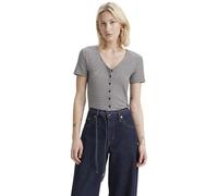Levi's Women's T-Shirt Muse Tee with V-Neck, Ribbed, Black (Vanilla Stripe Cavia), XXS
