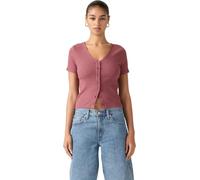 Levi's Women's T-Shirt Muse Tee with V-Neck, Ribbed, Red (Crushed Berry), XS