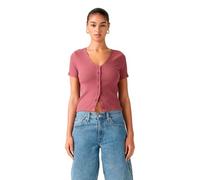 Levi's Women's T-Shirt Muse Tee with V-Neck, Ribbed, Red (Gamble Time), S
