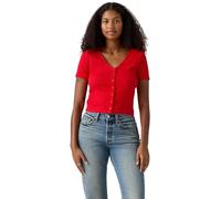 Levi's Women's T-Shirt Muse Tee with V-Neck, Ribbed, Red (True Red), L