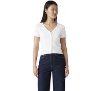 Levi's Women's T-Shirt Muse Tee with V-Neck, Ribbed, White (Caviar), XXS