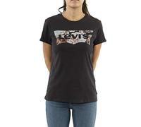 Levi's Women's The Perfect Tee- Pattern Batwing Logo T-Shirt, Housemark Photo Fill Meteorite, M