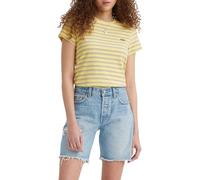 Levi's Women's The Perfect Tee- Striped Chesthit Logo T-Shirt, Cool Stripe Powdered Yellow, XS