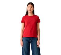 Levi's Women's The Perfect Tee Striped Chesthit Logo T-Shirt, Rhythmic Red, XXL