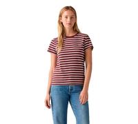 Levi's Women's The Perfect Tee Striped Chesthit Logo T-Shirt, Trudy Stripe Chocola, XS