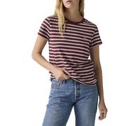 Levi's Women's The Perfect Tee Striped Chesthit Logo T-Shirt, Trudy Stripe Chocola, XS