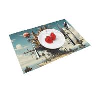 Levitating Cities Patterned Placemats Set of 4 (12 * 18 inches) - High-Value Home Table mats