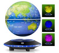 Levitating Globe, 6 Inches Magnetic Levitation Floating World Map Globe Lamp, Floating Rotating LED Night Lights Room Desk Decorative Lamp (7 Colors Lights)