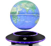 Levitating Globe, Rotating Floating Globe 6 Inches Magnetic Levitation World Map Globe Lamp, Cool Gifts for Christmas, Birthday, Home Office Decor (White Lights)