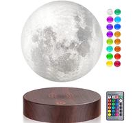 Levitating Moon Lamp 16 Colors Magnetic Levitation Floating 3D Printing LED Moon Light Spinning in Air Luna Night Lights with Remote for Home Room Desk Decoration Creative Gift, Round Base