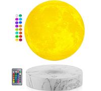 Levitating Moon Lamp, 3D Printing Magnetic Floating Spinning Night Light with 16 Colors LED for Home, Office, Bedrooms Decor and Gifts