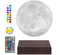 Levitating Moon Lamp, Floating and Spinning 3D Spherical Light Magnetic Levitation Lunar Night Lights Unique Holiday Birthday Gifts Room Table Desk Decoration, 16 Colors LED Moon