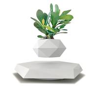 Levitating Plant Pot,Magnetic Floating Plant Pot for Small Plants,360°Rotating Levitating Desk Decor for Home & Office,Floating Pot Gift for Plant Lovers,Birthday, Christmas, New Year(white)