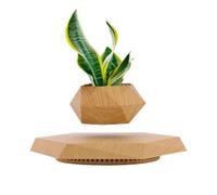 Levitating Plant Pot, Magnetic Levitation Flower Pot,Hexagon Suspension Floating Plant Pot,Automatic 360° Rotation,Magnetic Levitation Suspension Floating Pot(Wood Grain)