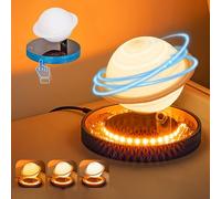 Levitating Saturn Lamp - Magnetic 3D Moon Light with Luminous Base, Floating & Spinning 360° Rotation, Touch Control Night Light for Bedroom & Office, 3 Color Modes