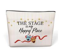 Levitatinyear Theater Lover Gifts Makeup Bag, The Stage Is My Happy Place Cosmetic Bag For Performer, White, Theater-02