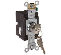 Leviton 1221-2KL 20 Amp, 120/277 Volt, Key Locking, Single-Pole, AC Quiet Switch, Extra Heavy Duty Spec Grade, Self Grounding, Chrome