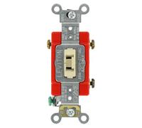 Leviton 1223-2IL 20-Amp, 120/277-Volt, Toggle Locking 3-Way AC Quiet Switch, Extra Heavy Duty Grade, Self Grounding, Back and Side Wired, Ivory by Leviton