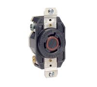 Leviton 2430 20-Amp, 480-Volt- 3PY, Flush Mounting Locking Receptacle, Industrial Grade, Grounding, V-0-MAX, Black