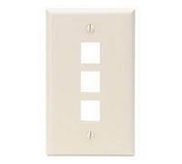 Leviton 41080-3AP QuickPort Flush Mount Wall Plate, 3-Port, Almond