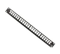Leviton 49255-H24 QuickPort Patch Panel, 24-Port, 1RU, Cable Management Bar Included, Black