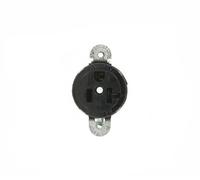 Leviton 5558-SS 20 Amp, 125 Volt, Short Strap Single Receptacle, Straight Blade, Commercial Grade, Grounding, Black