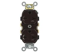 Leviton 5822 20-Amp, 250-Volt, Narrow Body Duplex Receptacle, Straight Blade, Commercial Grade, Self Grounding, Brown