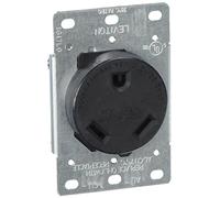 Leviton 7313-S00 30 Amp, 125 Volt, NEMA TT-30R, 2P, 3W, Flush MTG Receptacle, Straight Blade, Industrial Grade, Grounding Side Wired, Steel Strap-Black
