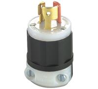 Leviton 7567-C 15/10-Amp, 125-Volt/250-Volt, Locking Plug, Industrial Grade, Non-Grounding, Black-White
