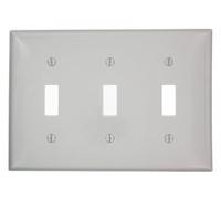 Leviton 80711-GY 3-Gang Toggle Device Switch Wallplate, Standard Size, Thermoplastic Nylon, Device Mount, Gray
