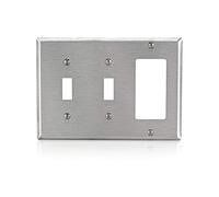 Leviton 84421-40 3-Gang 2-Toggle Decora/GFCI Device Combination Wallplate, Stainless Steel