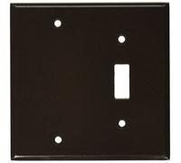 Leviton 85006 2-Gang 1-Toggle 1-Blank Device Combination Wallplate, Standard Size, Thermoset, Box Mount, Brown by Leviton