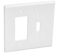 Leviton 88605 2-Gang 1-Toggle 1-Decora/GFCI Device Combination Wallplate, Oversized, Thermoset, Device Mount, White