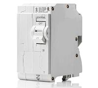 Leviton LB220-T 20A 2-Pole Plug-On Standard Branch Circuit Breaker, Thermal Magnetic, 120/240 VAC, White