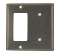 Leviton S1426-N 2-Gang 1-Blank DecoraGFCI Device Combination Face Plate Wallplate, Stainless Steel