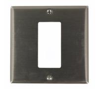 Leviton S746-N 2-Gang 1-Decora/GFCI Centered Device Decora Wallplate, Device Mount, Stainless Steel